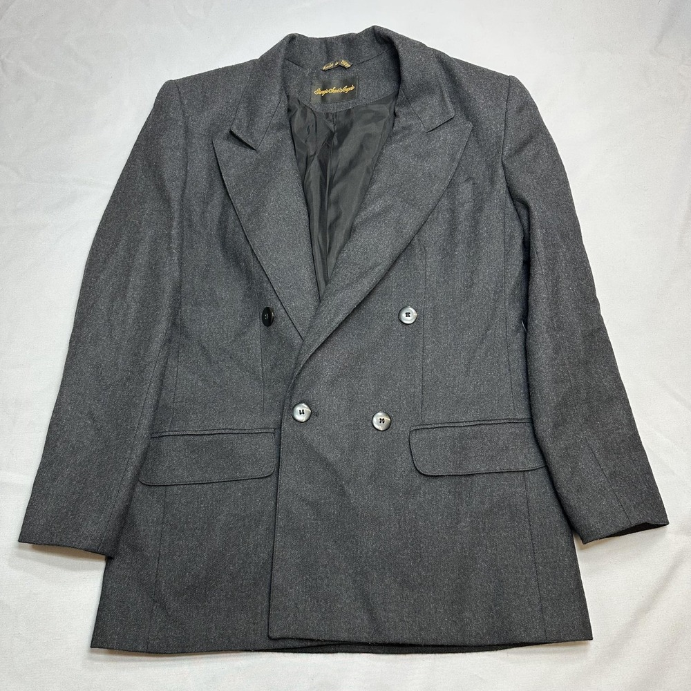 Giorgio Sant'Angelo Suit Jacket Womens 6 Gray Tweed 100% Wool Lined Office